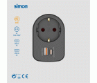 ADAPTADOR COMBI 30W USB A + C + 1 TOMA 16A 250V SIMON