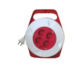 EXTENSIBLE DOMÉSTICO CONTOUR 15M H05VV-F 2X1MM² 4 TOMAS 16A 250V~ BLANCO/ROJO SIMON