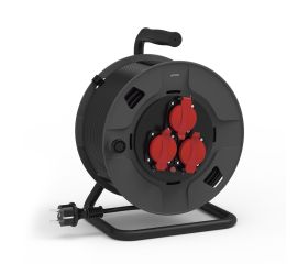 EXTENSIBLE PROFESIONAL 30M IP55 H07RN-F,3G2.5MM2 3 TOMAS 16A 250V~ NEGRO/ROJO SIMON