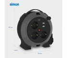 EXTENSIBLE CON USB 5M H05VV-F 3G1.5MM² 3 TOMAS + 2 PUERTOS 16A 250V~ NEGRO/GRIS SIMON