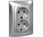 DOBLE BASE ENCHUFE CON TT ALUMINIO SIMON 10