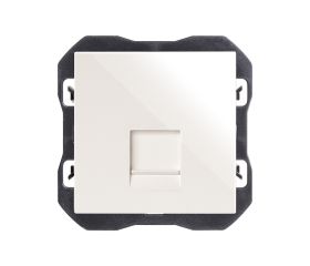 Tapa de voz y datos plana con guardapolvo con 1 conector RJ45 blanco Simon 270
