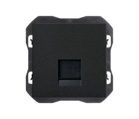 Tapa de voz y datos plana con guardapolvo con 1 conector RJ45 negro mate Simon 270