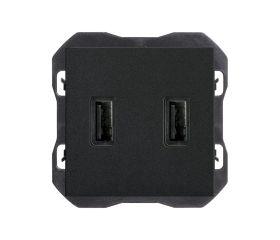 Cargador USB doble 3,1A con smartcharge tipo A negro mate Simon 270