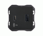 Cargador USB doble A+C 30W Power Delivery negro mate Simon 270