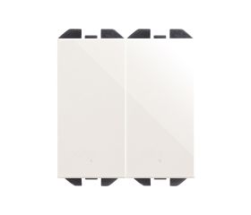 Doble conmutador pulsante 10AX 230V~ de tecla estrecha con sistema de embornamiento rápido blanco Simon 270