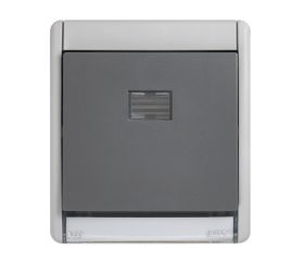 Pulsador monobloc IP55 10AX 250V~ con sistema de embornamiento rápido gris Simon Aqua