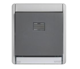Pulsador componible IP55 10AX 250V~ con luminoso incorporado y sistema de embornamiento rápido gris Simon Aqua