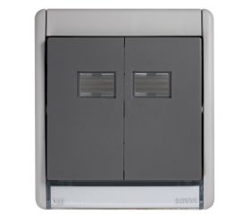 Grupo componible de 2 conmutadores IP55 10AX con sistema de embornamiento rápido gris Simon Aqua