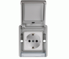 Base de enchufe schuko componible IP55 16AX con sistema de embornamiento rápido gris Simon Aqua
