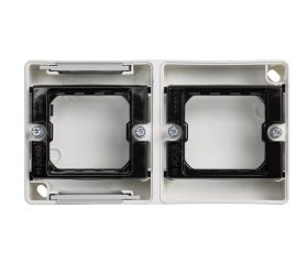 Caja de superficie estanca para 2 elementos horizontal blanca Simon Aqua