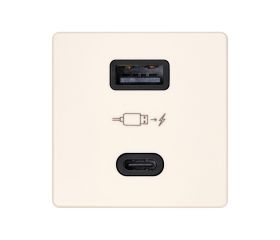 Cargador USB doble A+C 30W Power Delivery marfil Simon 27