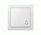 Pulsador monobloc con grabado campana 10 A 250V~ con sistema de embornamiento a tornillo blanco Simon 73 Loft