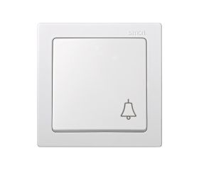 Pulsador monobloc con grabado campana 10 A 250V~ con sistema de embornamiento a tornillo blanco Simon 73 Loft