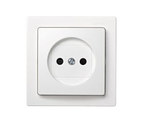 Base de enchufe bipolar monobloc 16 A 250V~ con dispositivo seguridad y embornamiento a tornillo blanco Simon 73 Loft