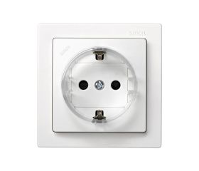Base de enchufe schuko monobloc 16 A 250V~ con dispositivo seguridad y embornamiento a tornillo blanco Simon 73 Loft
