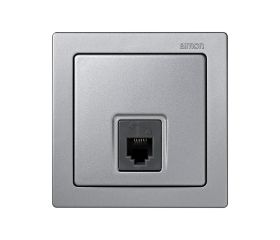 Toma telefónica monobloc con 6 contactos RJ12 aluminio Simon 73 Loft