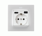 Base de enchufe schuko con doble cargador USB A + C 10,5W Simon 75