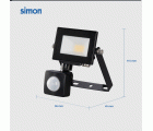 PROYECTOR LED PIR 10W 1000 LÚMENES LUZ NEUTRA 4000K IP44 Simon