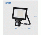 PROYECTOR LED PIR 30W 3000 LÚMENES LUZ NEUTRA 4000K IP44 Simon