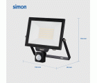 PROYECTOR LED PIR 50W 5000 LÚMENES LUZ NEUTRA 4000K IP44 Simon