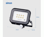 PROYECTOR LED SOLAR PIR 30W 500 LÚMENES LUZ NEUTRA 4000K IP65 Simon