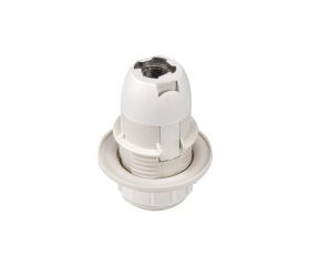 PORTALÁMPARAS TERMOPLÁSTICO CUERPO ROSCADO E-14 BLANCO CON TOPE Y ARANDELA Simon Brico