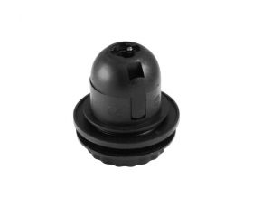 PORTALÁMPARAS TERMOPLÁSTICO CUERPO ROSCADO E-27 NEGRO CON TOPE Y ARANDELA SIMON BRICO