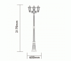 FAROL ORLANDO 3 LÁMPARAS 2,17M NEGRO E-27 3x60W 220V Luxform