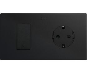 Kit 2 elementos Conmutador pulsante + Clean Schuko Negro Mate