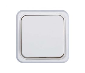 PULSADOR TIMBRE BLANCO DE SUPERFÍCIE ESPECIAL CANALETA SERIE ALFA SIMON BRICO