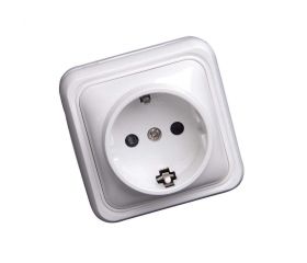 BASE ENCHUFE SCHUKO 16A 250V BLANCA DE SUPERFÍCIE ESPECIAL CANALETA SERIE ALFA SIMON BRICO