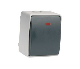 PULSADOR CON LUZ GRIS/NEGRO DE SUPERFCIE EXTERIOR IP44 SERIE ATLANTIS SIMON BRICO
