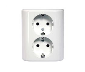 BASE ENCHUFE SCHUKO DOBLE MONOBLOC 16A 250V EMPOTRABLE BLANCO SIMON BRICO