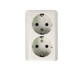 BASE ENCHUFE SCHUKO DOBLE MONOBLOC 16A 250V DE SUPERFÍCIE BLANCO SIMON BRICO