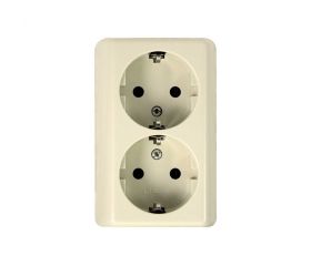 BASE ENCHUFE SCHUKO DOBLE MONOBLOC 16A 250V DE SUPERFÍCIE MARFIL SIMON BRICO
