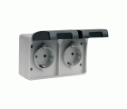 BASES ENCHUFE SCHUKO DOBLE 16A 250V GRIS/NEGRO DE SUPERFCIE EXTERIOR IP44 SERIE ATLANTIS SIMON BRICO