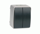 INTERRUPTOR/CONMUTADOR DOBLE GRIS/NEGRO DE SUPERFCIE EXTERIOR IP44 SERIE ATLANTIS SIMON BRICO