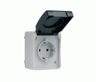 BASE ENCHUFE SCHUKO 16A 250V GRIS/NEGRO DE SUPERFCIE EXTERIOR IP44 SERIE ATLANTIS SIMON BRICO