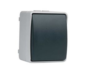 INTERRUPTOR/CONMUTADOR GRIS/NEGRO DE SUPERFCIE EXTERIOR IP44 SERIE ATLANTIS SIMON BRICO