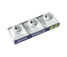 PACK 3 BASES ENCHUFE SCHUKO DE SUPERFÍCIE ESPECIAL CANALETA SERIE ALFA SIMON BRICO