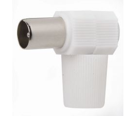 CONECTOR MACHO ACODADO CABLE TV 9,5MM BLANCO SIMON BRICO