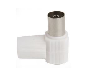 CONECTOR HEMBRA ACODADO CABLE TV 9,5MM BLANCO Simon Brico
