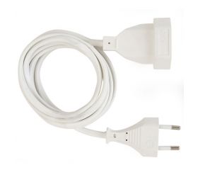 PROLONGADOR 5M H05VV-F 2X1MM² 10A 250V~ SIN TOMA TIERRA BLANCO SIMON