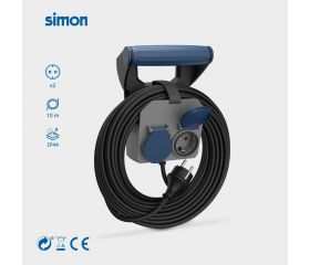 PROLONGADOR DE PARED EXPERT 10M H05RR-F 4G1.5MM² 16A 230V~ NEGRO/GRIS/AZUL SIMON