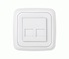 Placa de voz y datos plana con guardapolvo para 2 conectores RJ45 AMP blanco Simon 31