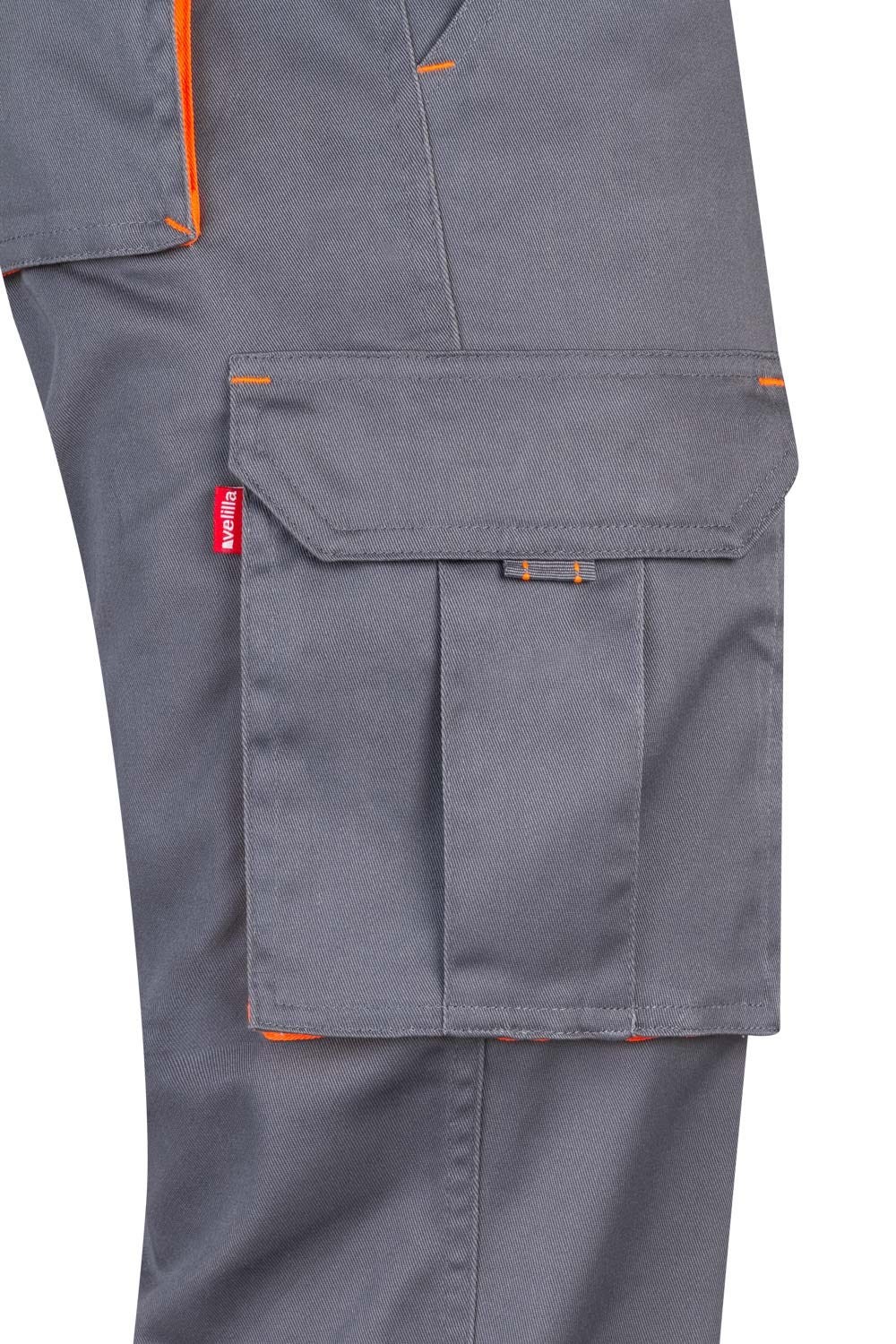 103008S.PANTALÓN STRETCH BICOLOR GRIS/NARANJA FLÚOR 34