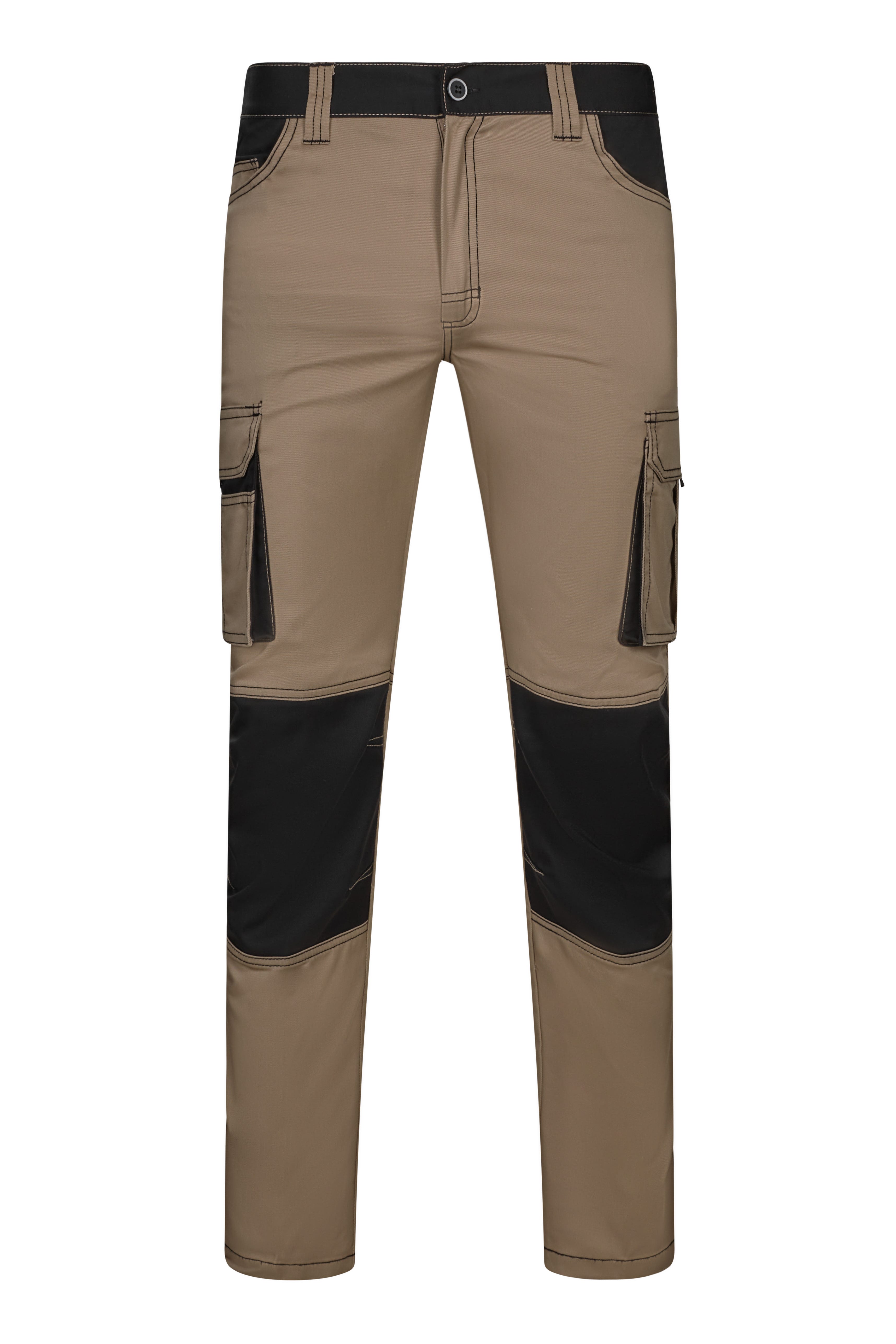 103031S.PANTALÓN STRETCH BICOLOR BEIGE ARENA/NEGRO 34