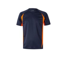 105501.CAMISETA TÉCNICA BICOLOR AZUL NAVY/NARANJA FLÚOR XL