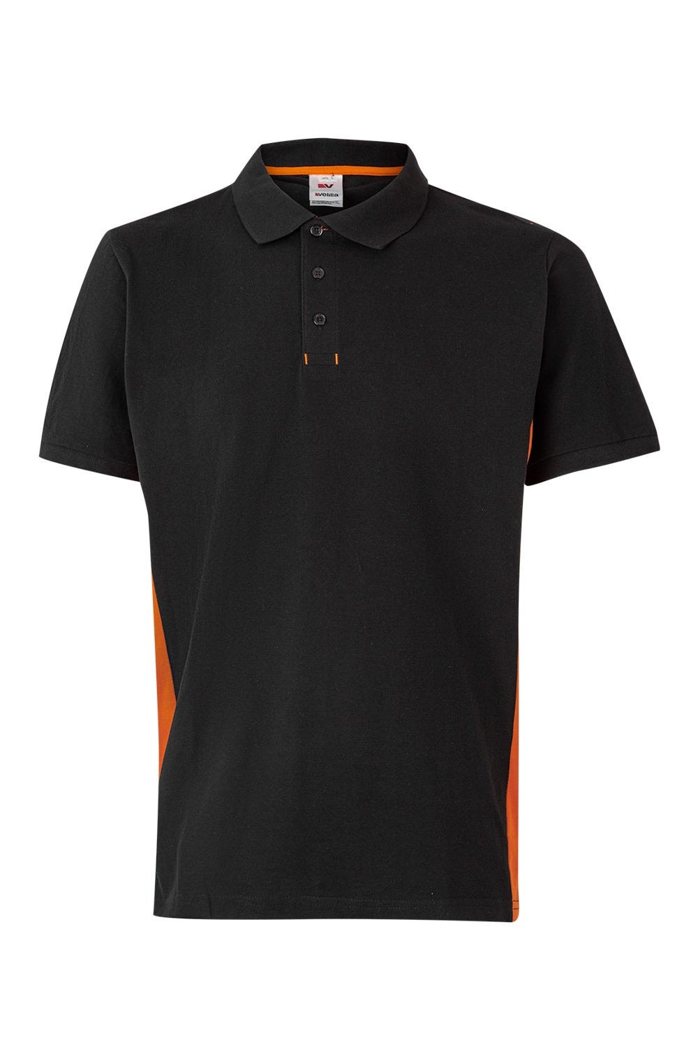 105504.POLO BICOLOR MC NEGRO/NARANJA 2XL